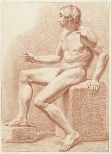 Nudo maschile seduto, visto di lato