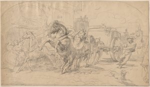La carrozza fuggitiva da Circle of Eugène Delacroix