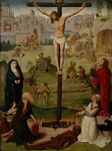 La crocifissione con San Girolamo e San Domenico e scene della Passione da Circle of Geertgen tot Sint Jans