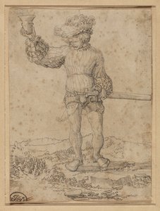 Soldato mercenario in un paesaggio
