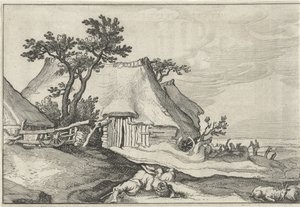 Fattoria e pastore con pecore e capra (serie: Paesaggi con fattorie) da Claes Jansz. Visscher (II)