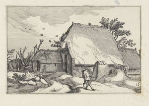 Fattoria e uomo con due secchi da Claes Jansz. Visscher (II)