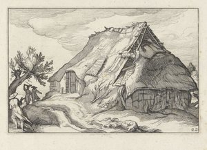 Fattoria con tetto di paglia crollato da Claes Jansz. Visscher (II)