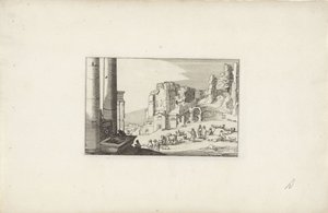 Paesaggio collinare con una fontana e pastori (Paesaggi italiani con rovine, Variae antiquitates Romanae)