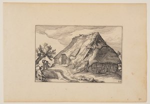 Un fienile, da Paesaggi (Verscheyden aerdige Lanthuysen...) da Claes Jansz. Visscher