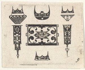 Stampa in nero con nove motivi, ca. 1620 da Claes Jansz Visscher