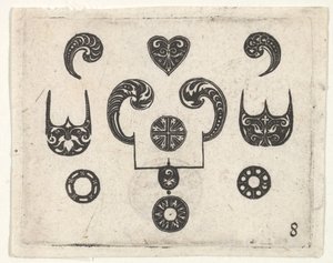 Stampa in Blackwork con vari motivi, ca. 1620