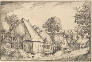 Cortile della fattoria, tavola 5 da Regiunculae et Villae Aliquot Ducatus Brabantiae, ca. 1610