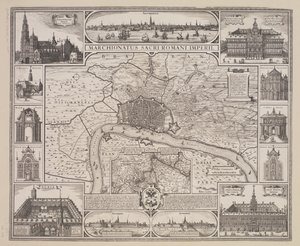 Piano di Anversa con prospetto della città e degli edifici principali