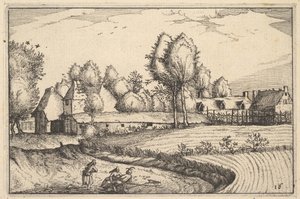 Strada lungo un Campo, tavola 16 da Regiunculae et Villae Aliquot Ducatus Brabantiae da Claes Jansz Visscher