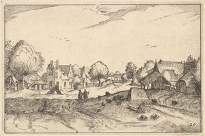 Strada del villaggio, tavola 20 da Regiunculae et Villae Aliquot Ducatus Brabantiae, ca. 1610 da Claes Jansz Visscher