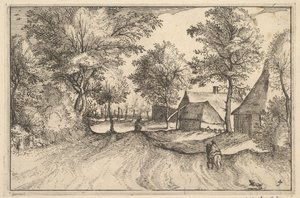 Strada del villaggio, tavola 4 da Regiunculae et Villae Aliquot Ducatus Brabantiae da Claes Jansz Visscher