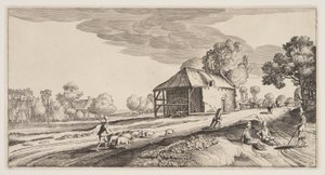 Incrocio vicino a un mulino ad acqua, da Paesaggi (Playsante Lantschappen) da Claes Jansz. Visscher II