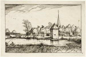 Stagno e villaggio, quindici immagini di fattorie, case di campagna e villaggi rustici (Praediorum villarum et rusticarum casularum icones) da Claes Jansz. Visscher II
