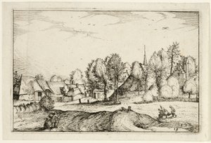 Road into a Village, plate nineteen after Pictures of Farms, Country Houses and Rustic Villages (Praediorum villarum et rusticarum casularum icones) da Claes Jansz. Visscher II