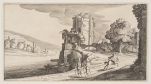 Torre rotonda su un fiume, da Paesaggi (Playsante Lantschappen) da Claes Jansz. Visscher II
