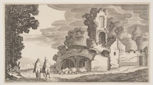Rovine lungo una strada, da Paesaggi (Playsante Lantschappen) da Claes Jansz. Visscher II