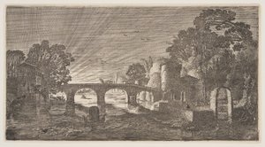 Tramonto su un fiume, da Paesaggi (Playsante Lantschappen) da Claes Jansz. Visscher II