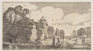 La "Kleine Houtpoort" di Haarlem, da Paesaggi (Playsante Lantschappen) da Claes Jansz. Visscher II