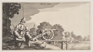 I tre cannonieri, da Paesaggi (Playsante Lantschappen) da Claes Jansz. Visscher II