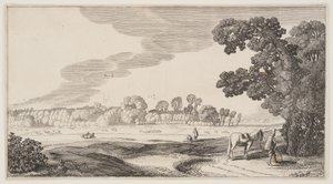 Veduta di pascoli, da Paesaggi (Playsante Lantschappen) da Claes Jansz. Visscher II