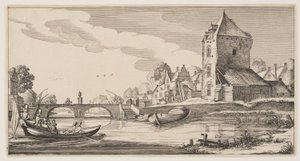Villaggio sul fiume, da Paesaggi (Playsante Lantschappen) da Claes Jansz. Visscher II