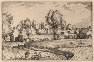 Strada lungo un campo da Claes Jansz Visscher after Johannes van Doetechum, the Elder after Lucas