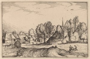 Strada verso un villaggio da Claes Jansz Visscher after Johannes van Doetechum, the Elder after Lucas