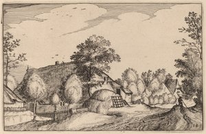 Strada del villaggio da Claes Jansz Visscher after Lucas van Doetechum after Master of the Small Landscapes after Johannes