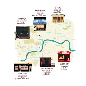 Mappa di Ristoranti e Bar Unici di Londra