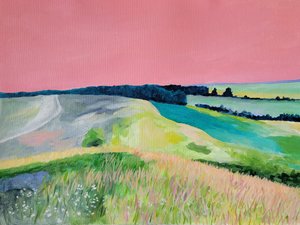 Paesaggio sognante con cielo rosa da Claire Whitehead