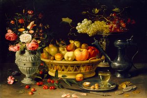 Natura morta di frutta e fiori, 1608-1621 da Clara Peeters