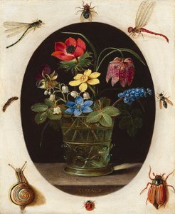 Natura morta con fiori circondati da insetti e una lumaca, 1610 circa (olio su rame)