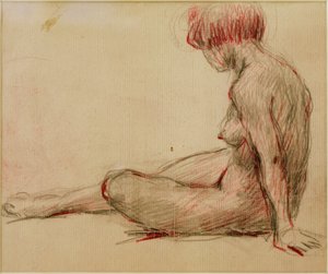 Nudo femminile seduto verso sinistra