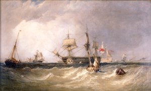 Navi da guerra al largo di Portsmouth, Hampshire, 1855 da Clarkson Stanfield
