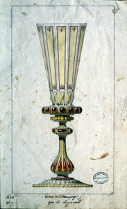 Decorazione per flûte da champagne, disegno ad acquerello, Claude-Aymé Chenavard da Claude Amie Chenavard