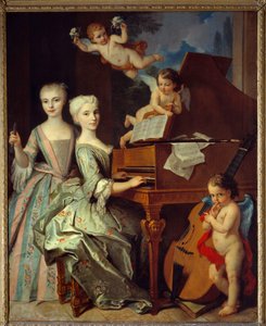 Adelaide de Gueidan e sua sorella al clavicembalo (1735-1740) da Claude Arnulphy