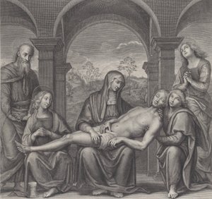 Cristo nel sepolcro, riposando sulle ginocchia della Vergine, dopo Perugino da Claude Duflos
