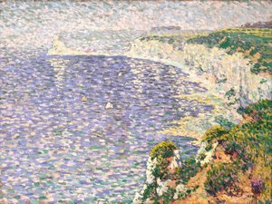Una vista delle scogliere a Etretat