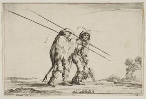 Tavola 13: Due picchieri che camminano verso destra, ciascuno con la picca nella mano destra da Claude Goyrand