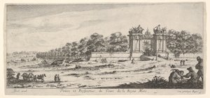 Vista del cancello della residenza della Regina Madre, dalla serie Vedute e nuove da Claude Goyrand
