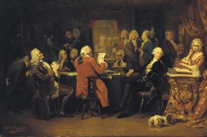 Voltaire nella sala di lettura al Procope