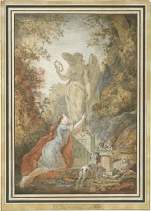 Un Artista che Adora una Statua della Virtù da Claude Jean Baptiste Hoin