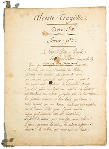 Manoscritto di "Alceste" da Claude Joseph Dorat