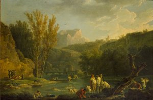 Scena fluviale con bagnanti, 1768-1770 da Claude Joseph Vernet