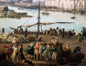 Terza veduta di Tolone, veduta del vecchio porto dal lato dei magazzini alimentari, (dettaglio) da Claude Joseph Vernet