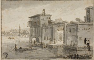 Edifici accanto alla laguna da Claude Lorrain