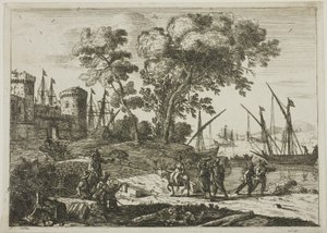 Scena costiera con un artista che disegna da Claude Lorrain
