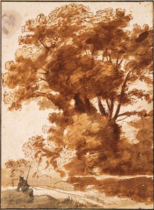 Gruppo di Alberi e Pastore a Riposo, 1630s da Claude Lorrain