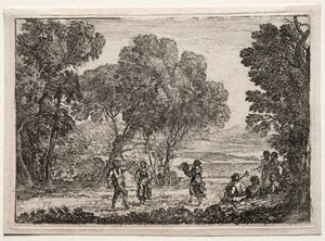 Paesaggio con una danza di campagna, piccola lastra da Claude Lorrain